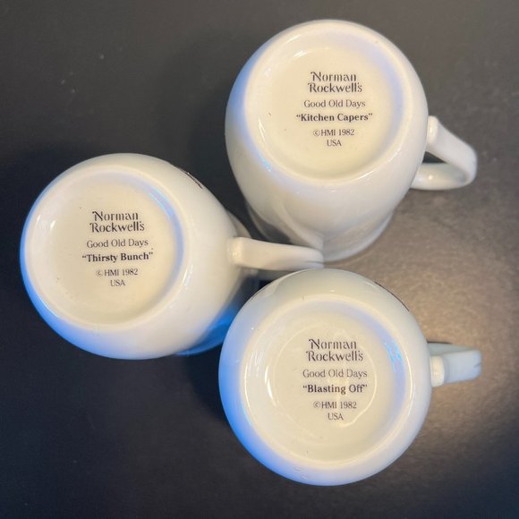 Set of 3 Vintage NORMAN ROCKWELL "Good Old Days" Collection Mugs / Cups 1982 - Picture 10 of 11